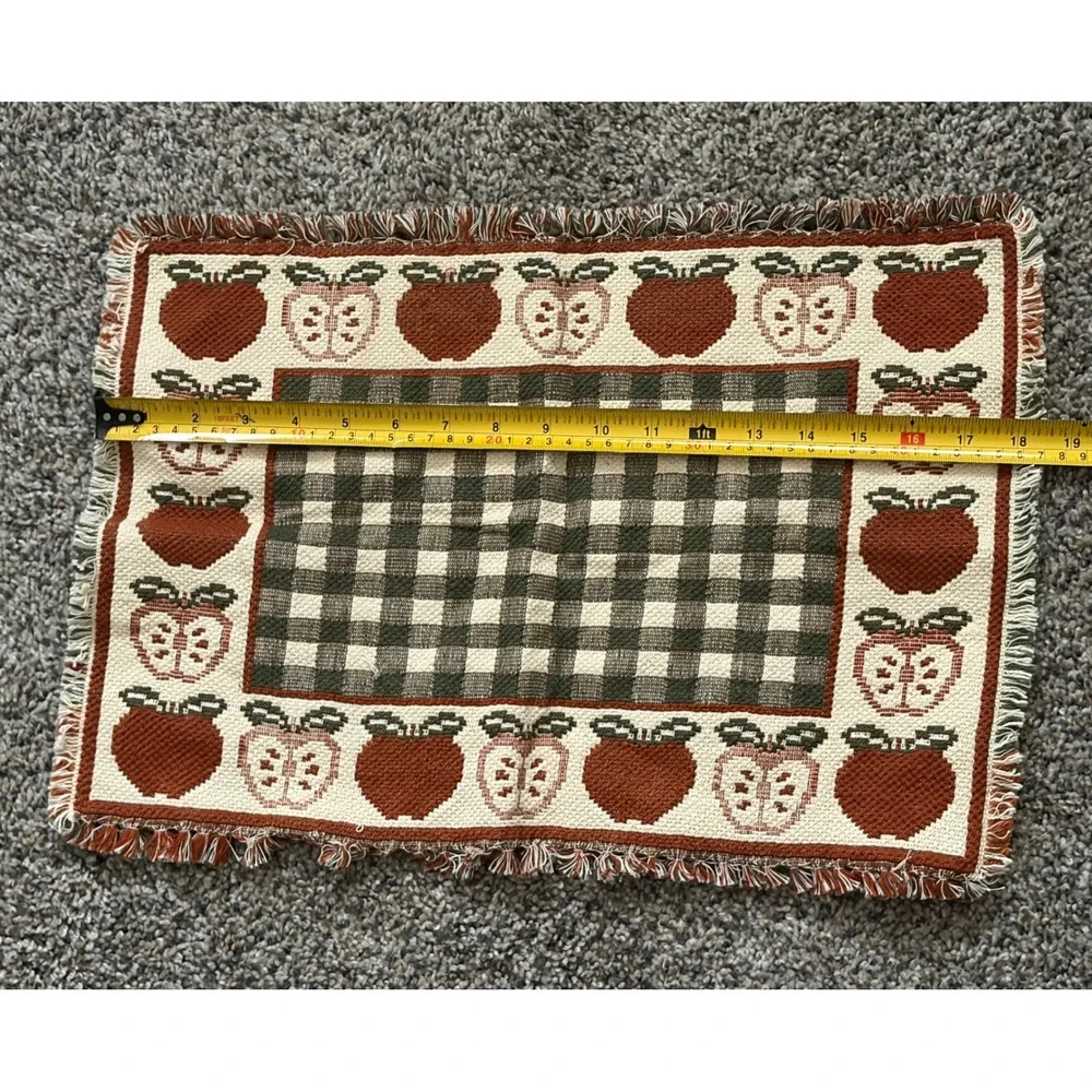 Apple Jacks Spice Woven Tapestry Placemat Fringed Farmhouse Decor 13x18